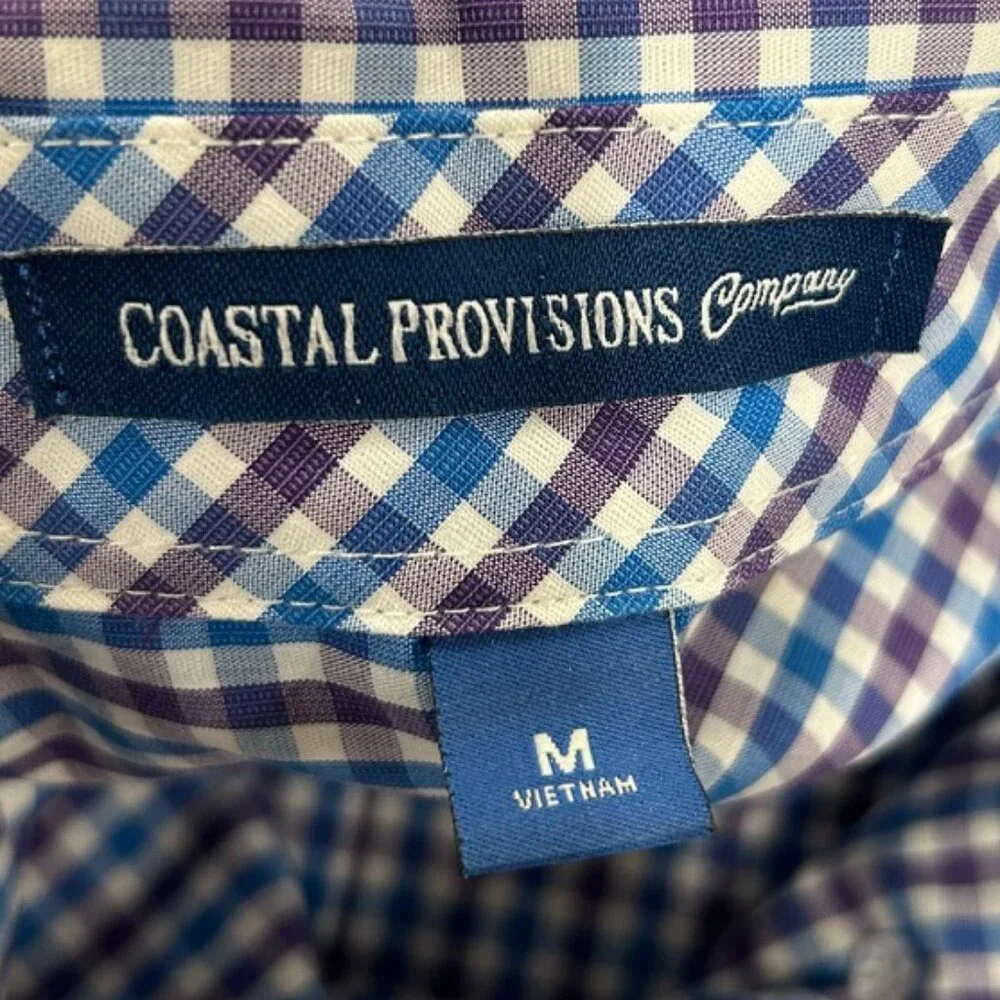 Coastal Provisions‎ Company Blue Gingham Button Down Shirt Men’s Classic Preppy